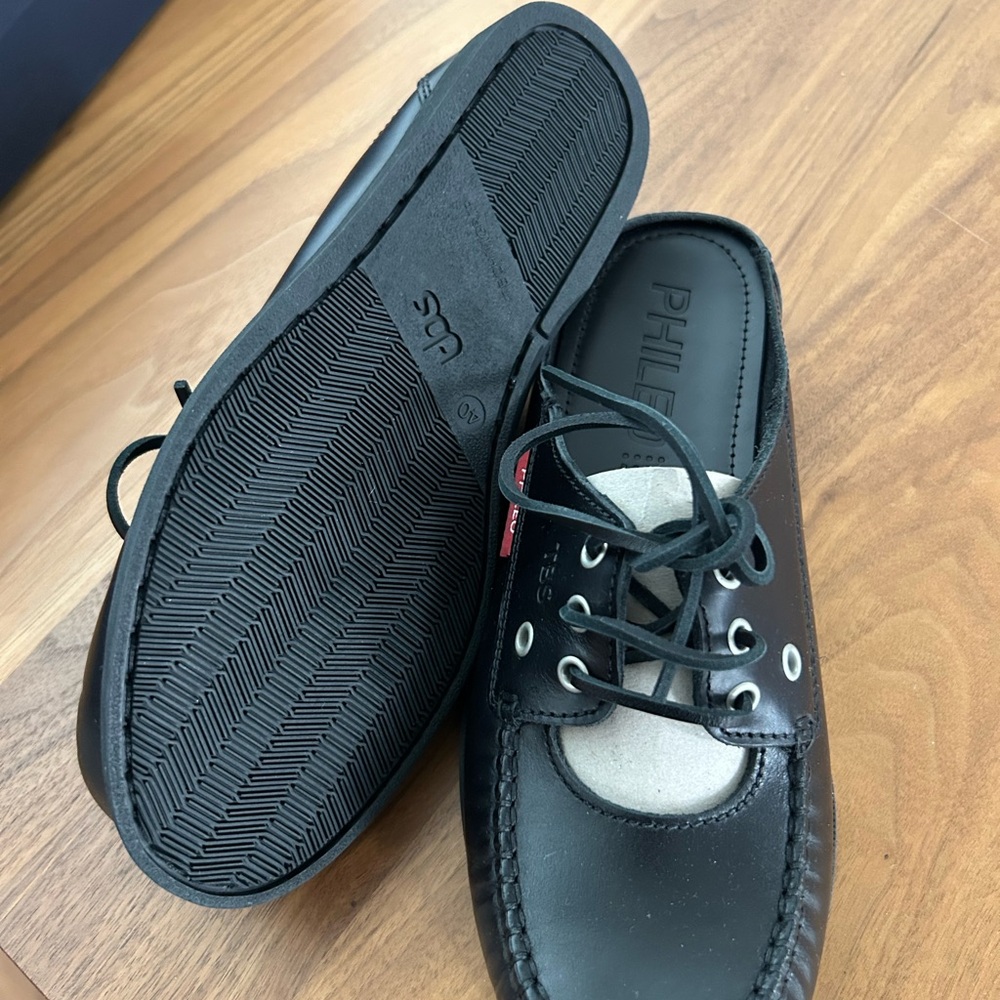 Phileo Black Women's mule Loafers Leather - Picture 3 of 4